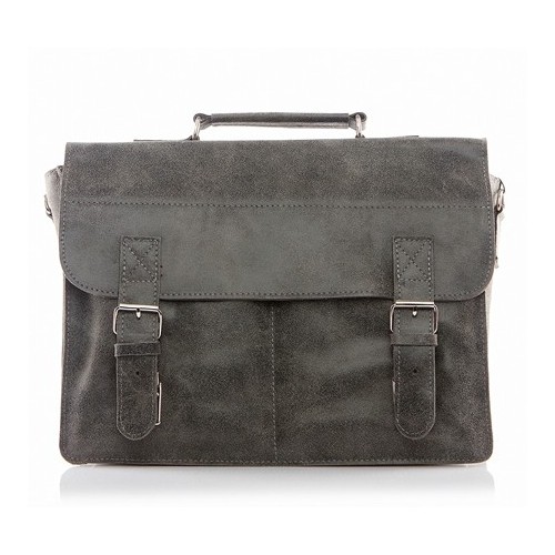 Torba na ramię skórzana Vintage szara BV35 - 
