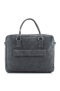 Szara torba na laptopa 15,6" skórzana BV80 - 