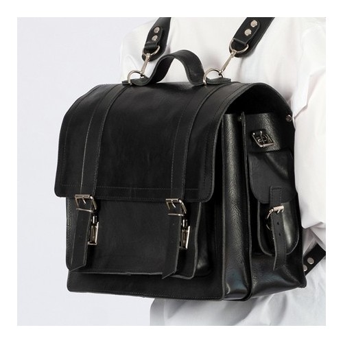 Plecak torba 2w1 skórzany vintage czarny BR9 - 