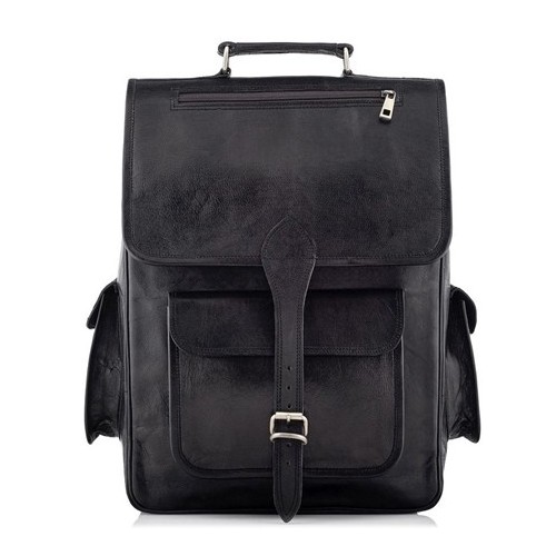 Skórzany plecak męski czarny Outlander BT09 -  Skórzany plecak męski czarny Outlander BT09 -