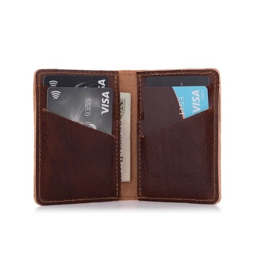 Portfel na Karty Męski Skóra Brąz Ciemny CH3 - 