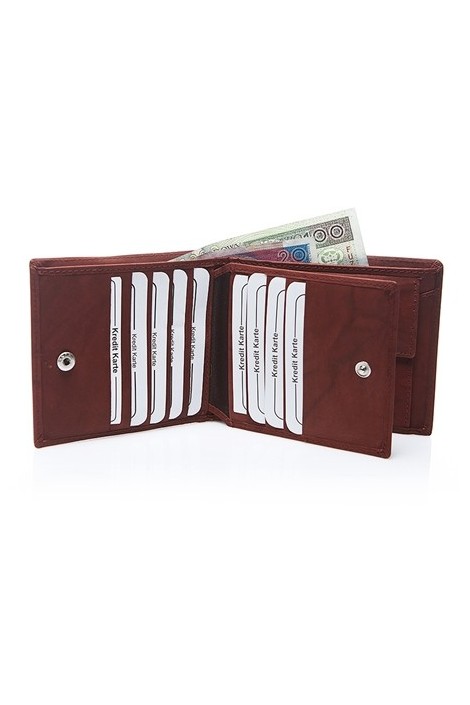 Męski skórzany portfel duży bordowy C65 - 