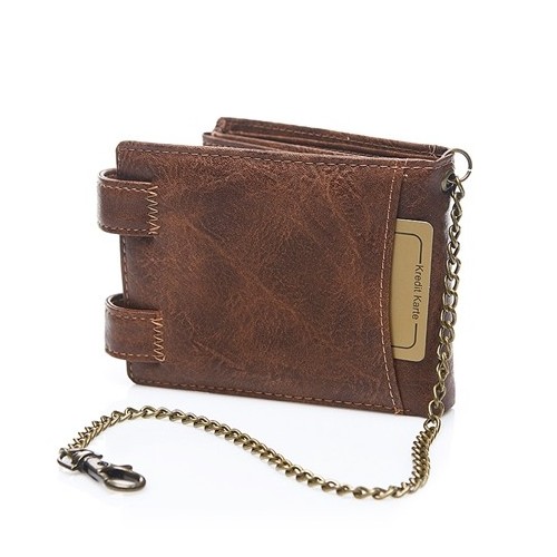 Portfel męski z łańcuchem koniakowy Wild R77 - 