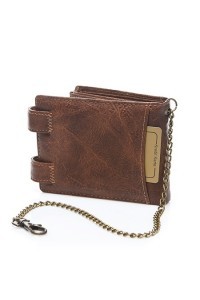 Portfel męski z łańcuchem koniakowy Wild R77 - 