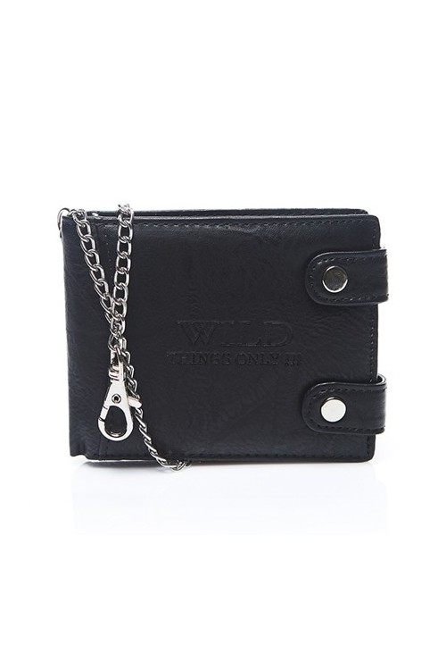 Portfel z łańcuchem męski czarny Wild R77 -