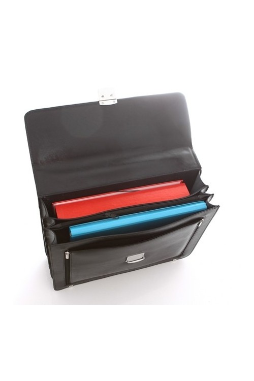 Czarna teczka ze skóry biznesowa BN91 - 