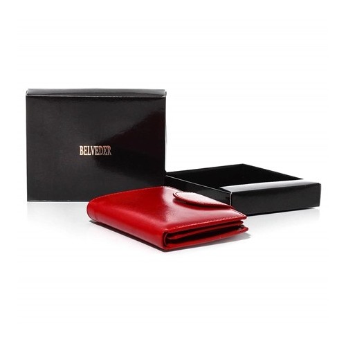 Portfel damski mały skórzany czerwony BW32 - 