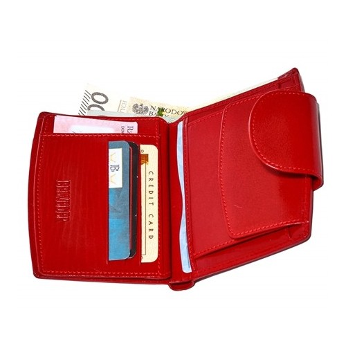 Portfel damski mały skórzany czerwony BW32 - 