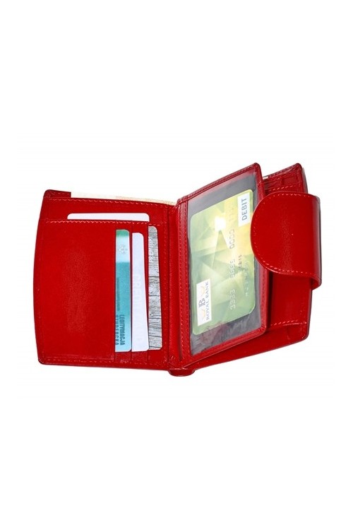 Portfel damski mały skórzany czerwony BW32 - 