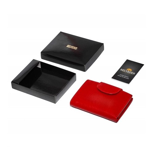 Portfel damski mały skórzany czerwony BW32 - 