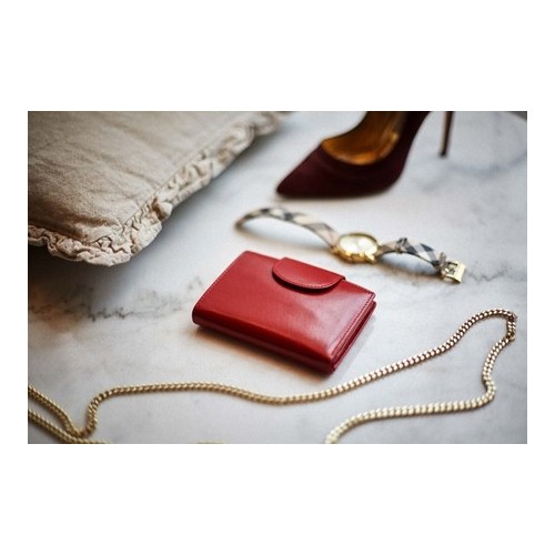 Portfel damski mały skórzany czerwony BW32 - 