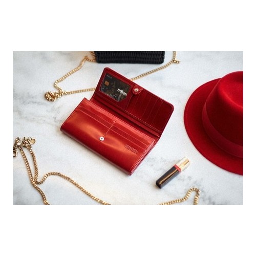 Duży portfel damski skórzany czerwony BW59 - 