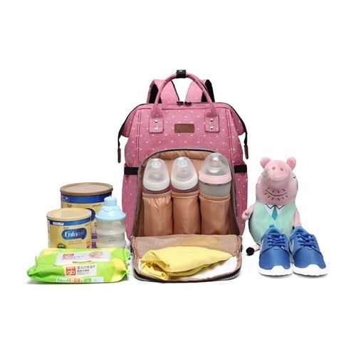 Plecak dla mamy różowy w groszki DIAPER KN72 - 