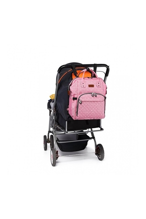 Plecak dla mamy różowy w groszki DIAPER KN72 - 