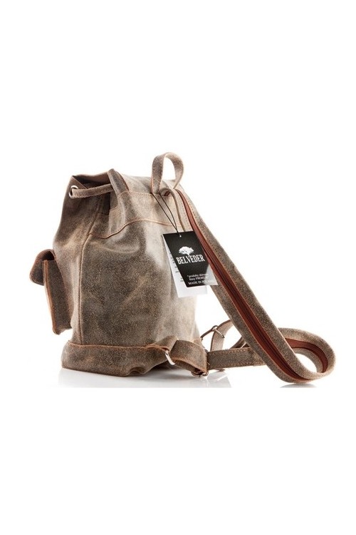 Plecak vintage skórzany damski beżowy BV20 -