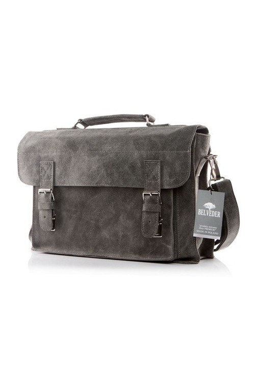 Torba męska ze skóry naturalnej szara BV50 -