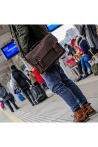 Torba do pracy męska ze skóry czarna BV50 - 