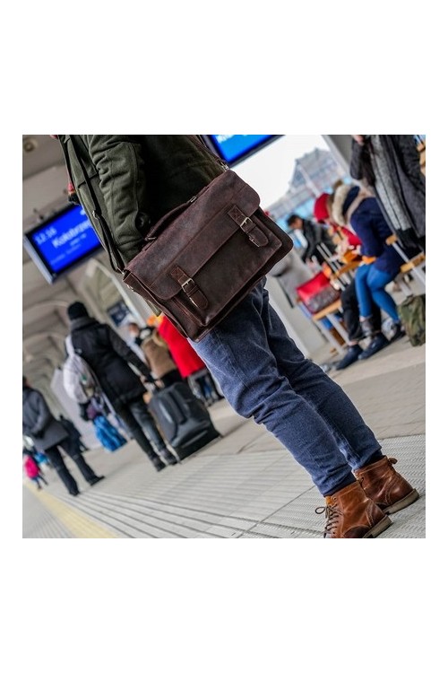 Męska torba ze skóry naturalnej brązowa BV50 -