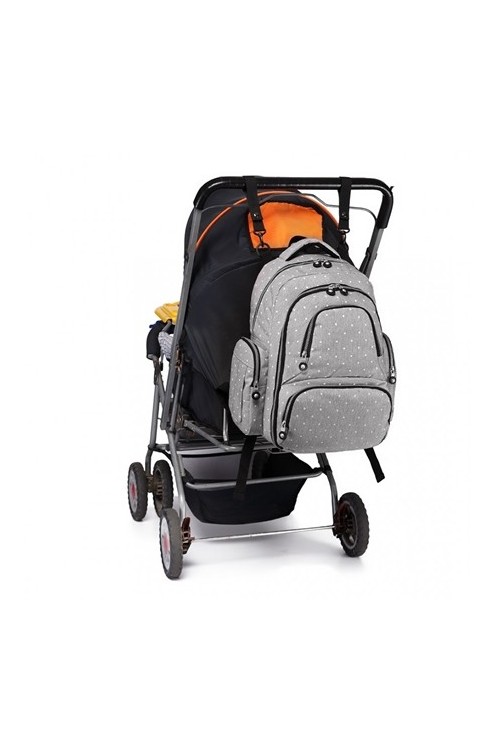Plecak dla mamy szary w groszki DIAPER KN75 - 