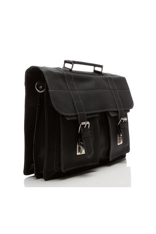 Torba męska do pracy skórzana czarna BVL45 -