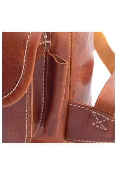 Mały plecak skórzany damski brązowy BR21 - 