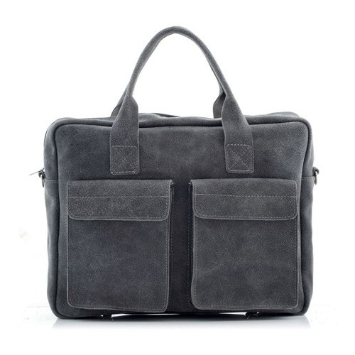 Teczka na laptopa 15,6" ze skóry szara BV82 -  Teczka na laptopa 15,6" ze skóry szara BV82 -