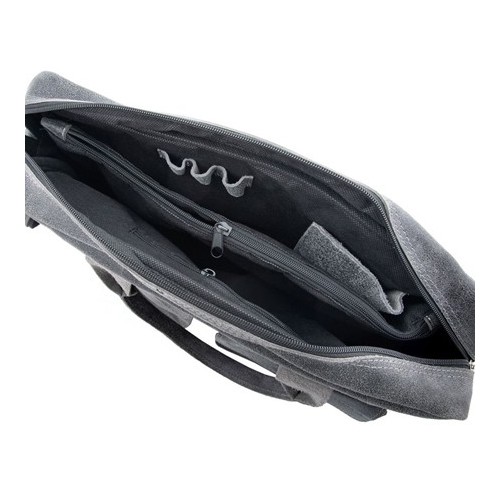 Teczka na laptopa 15,6" ze skóry szara BV82 -  Teczka na laptopa 15,6" ze skóry szara BV82 -