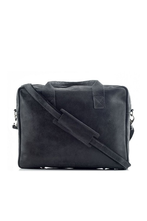 Czarna teczka na laptopa 15,6" skórzana BV82 -