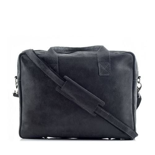 Czarna teczka na laptopa 15,6" skórzana BV82 - 