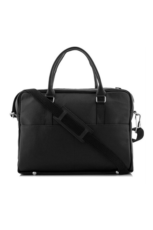 Skórzana teczka na laptopa 15,6 czarna BVL92 -