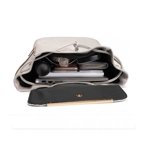 Szary plecak skórzany damski Aurora -  Szary plecak skórzany damski Aurora -