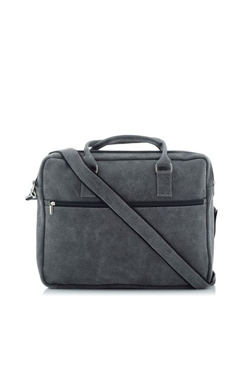 Szara torba na laptopa 15,6" skórzana BV80 -