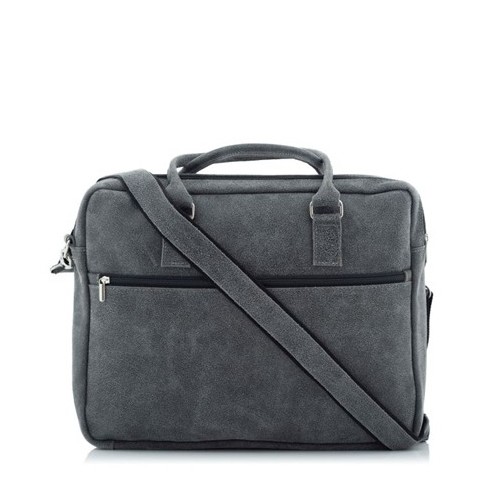 Szara torba na laptopa 15,6" skórzana BV80 - 
