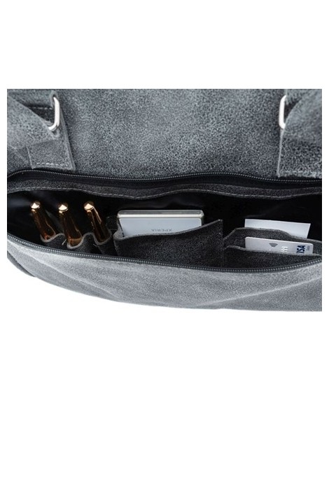 Szara torba na laptopa 15,6" skórzana BV80 - 