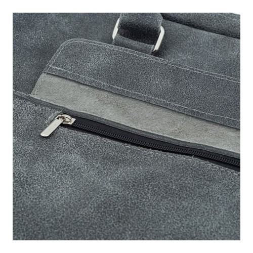Szara torba na laptopa 15,6" skórzana BV80 - 