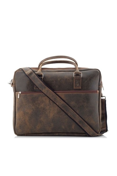 Skórzana torba na laptopa 15,6" beżowa BV80 -