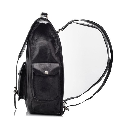 Skórzany plecak męski czarny Outlander BT09 -  Skórzany plecak męski czarny Outlander BT09 -