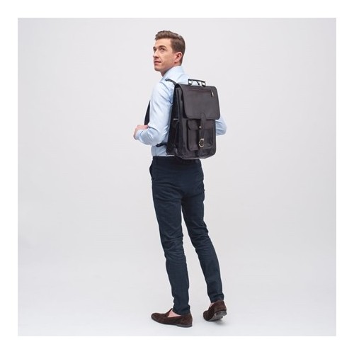 Skórzany plecak męski czarny Outlander BT09 -  Skórzany plecak męski czarny Outlander BT09 -