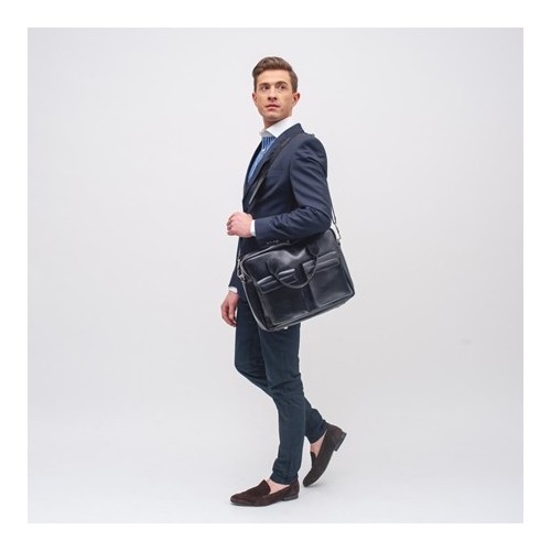 Torba na laptopa skórzana 15" czarna BVL82 - 