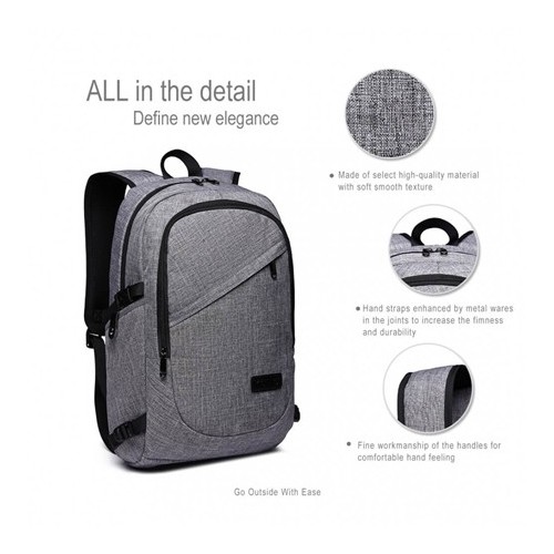 Plecak na Laptopa 15,6 z USB Szary Compact - 