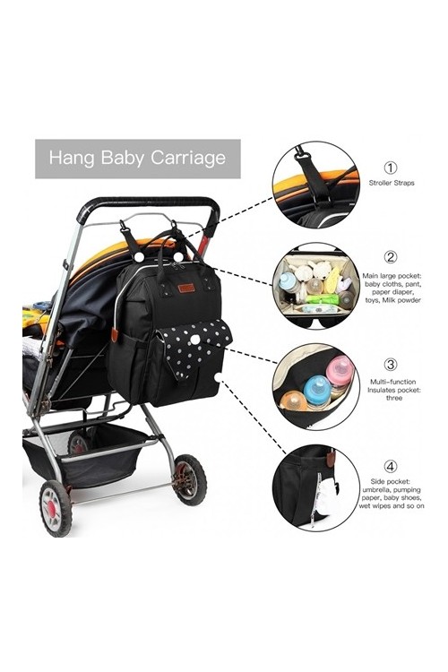 Plecak torba 2w1 dla mamy czarna DIAPER KN90 - 