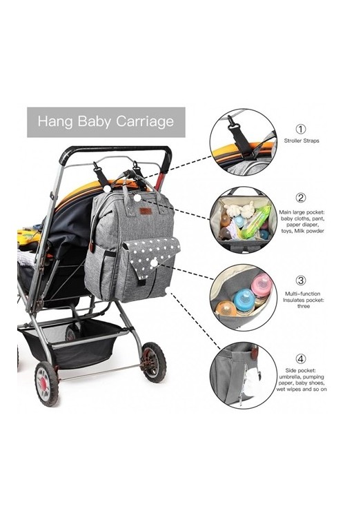Plecak torba 2w1 dla mamy szara DIAPER KN90 - 