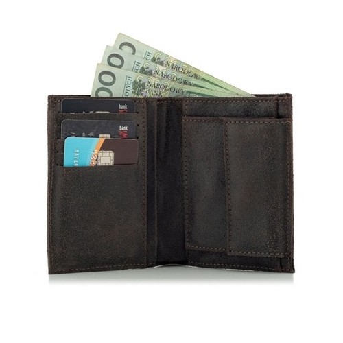 Portfel Vintage Męski Slim Skóra Brąz CR42 - 