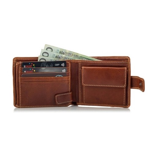 Duży Portfel Męski Skórzany Brązowy BJ51 -  Duży Portfel Męski Skórzany Brązowy BJ51 -