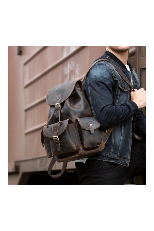 Skórzany plecak męski brąz Outlander BT33 -