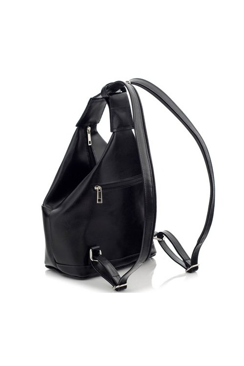 Czarny Plecak Skórzany Lakier Telimene RL25 -