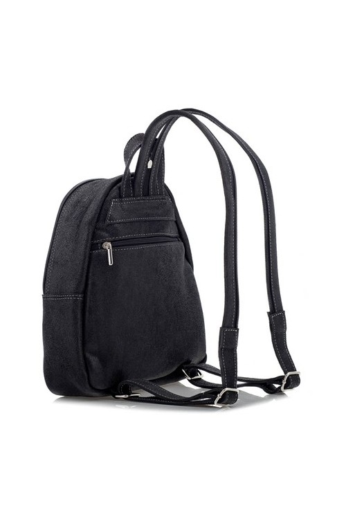 Czarny Plecak Skórzany Zamszowy Vintage BV10 -