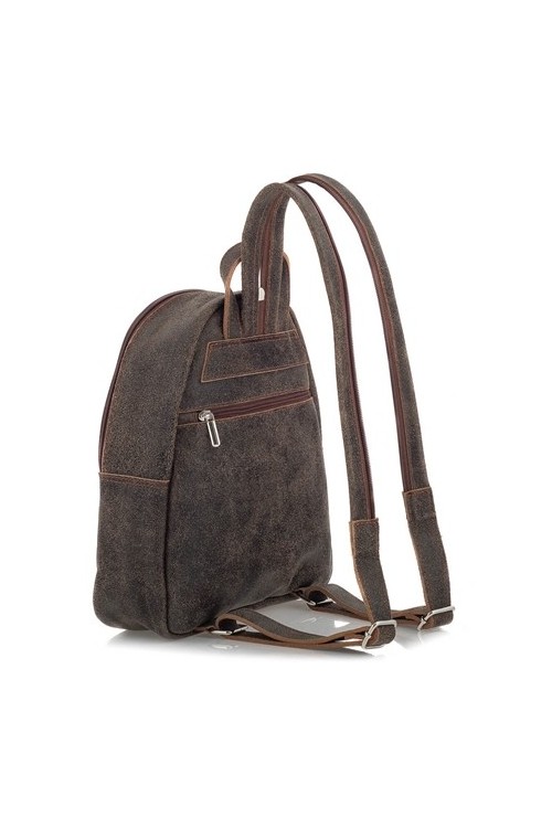 Beżowy Plecak Skórzany Zamszowy Vintage BV10 -