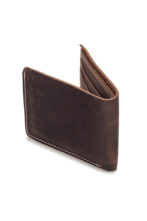 Slim wallet skórzany męski ciemny brąz BW04 - 