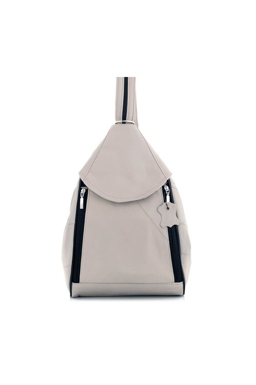 Jasnoszary Torebko Plecak 2w1 Skóra Rene07 - 